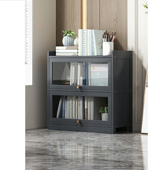 食器棚 フラット グレー ロータイプ 木製 大容量 安定 防塵 防湿 防虫 フラップ扉 おしゃれ キッチン ..