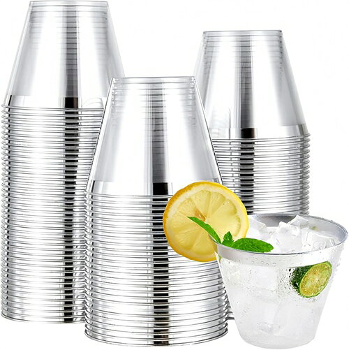 プラスチックカップ プラカップ 西洋料理 カップ アイスクリームカップ 9オンス 100個 透明プラスチックカップ 使い捨てハードカップ ..