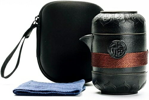 急須 ティーセット 怠惰なお茶セット 湯呑み セット 旅行セラミックティーセット【黒陶クイックカップ一壺二杯同心カップ】マルチ ティ..