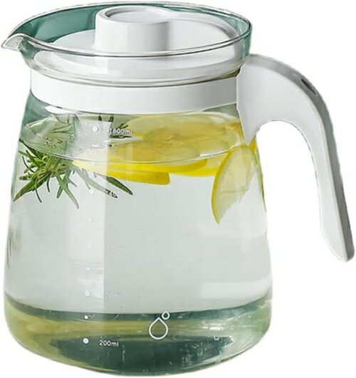 ケトル、冷水筒、ガラスケトル、耐熱冷水筒、透明急須、ティーポット、麦茶、冷蔵庫ケトル、軽量、大容..