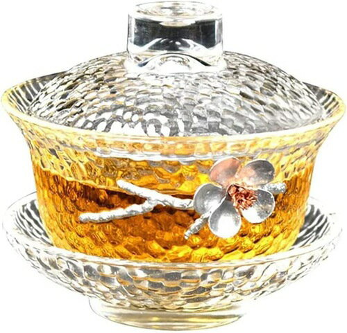 中国茶道具 ティーポット 耐熱ガラス 急須 中国ガラス蓋碗ティーカップ 耐熱手クランク茶碗カップ茶器簡易ガラス茶セットホーム クリス..