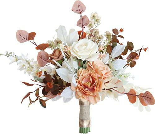 ウェディング ブーケ 花嫁ブーケ 造花 手作りブーケ ブーケトス アートフラワー 花束 欧米風 挙式 ブライダル お祝い 絹素材 装飾用 ホーム 庭園 キッチン 人工観葉植物 世話不要 インテリア プ