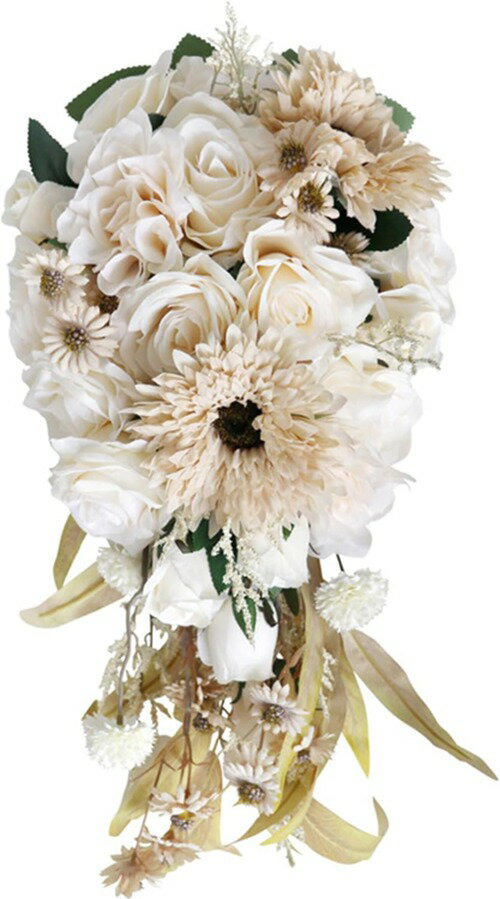 ウェディング ブーケ 花嫁ブーケ ラウンドブーケ ひまわり ブーケトス 造花 アートフラワー 花束 プロ..