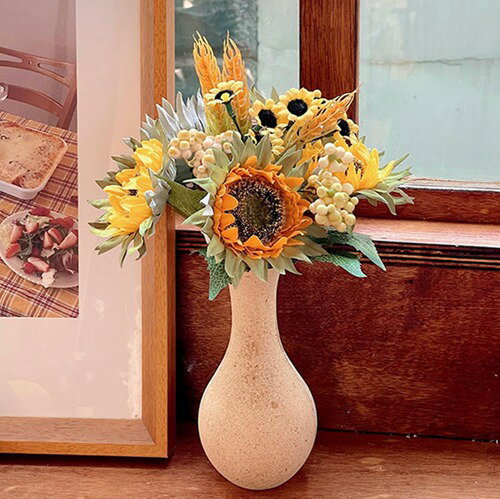 ひまわり 花瓶の造花 本物そっくり 枯れない花 光触媒 長持ち 水換え不要 花束 インテリア 写真撮影 お..