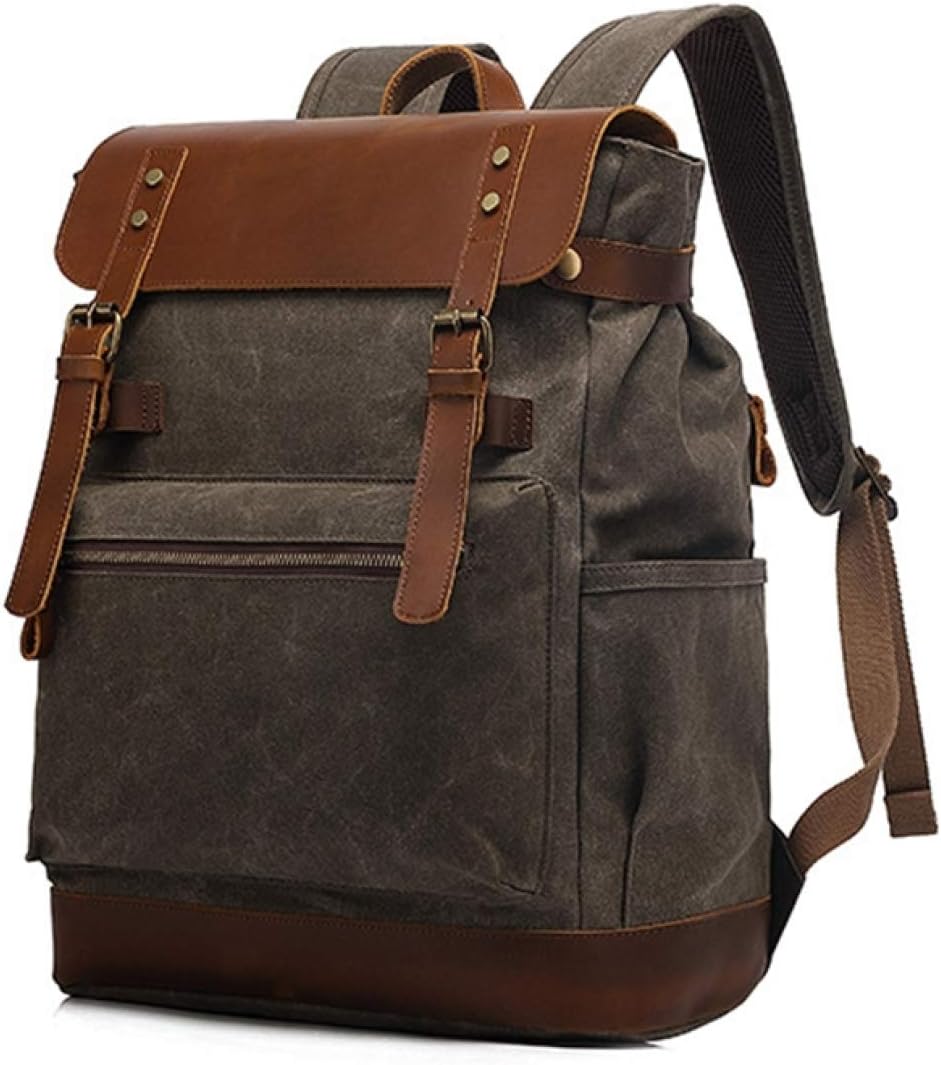 リュックサック キャンバス 防水 オイルワックス 42*33*15cm 大容量 多機能 バックパック デイパック ..