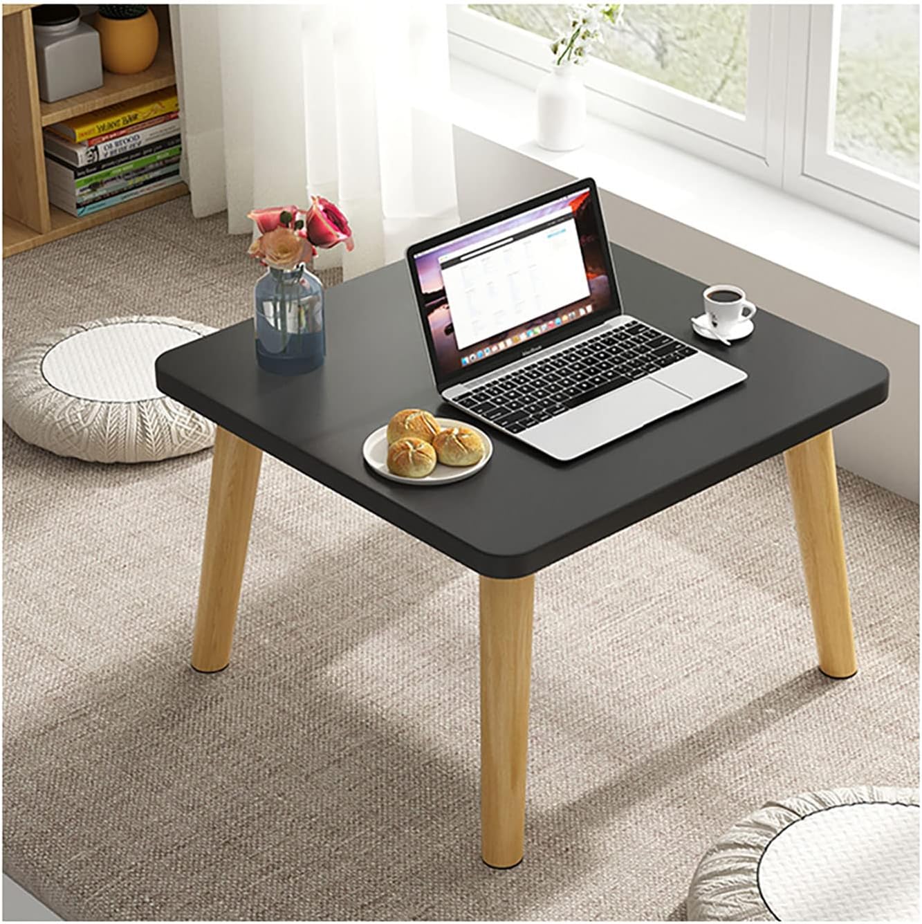 ローテーブル 座卓 円型 ちゃぶ台 木製 テーブル ローテーブル 北欧風 おしゃれ 多機能 食事 一人暮らし サイドテーブル リビング 脚マット付 食卓 小型 省スペース コンパクト 組立簡単 ベッド