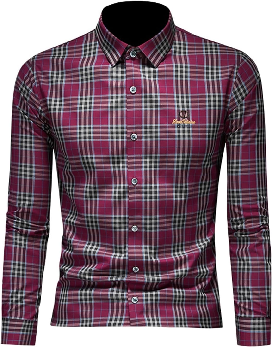 チェックシャツ メンズ 開襟シャツ 長袖 折り襟 ボタンダウン ビジネスシャツ ワイシャツ 着心地良い ..