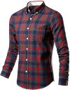 チェックシャツ 長袖 大きいサイズ メンズ 赤 青 M~5XL ワイシャツ ビジネスシャツ 折り襟シャツ スリム タータンチェック グレンチェック アウター 柔...