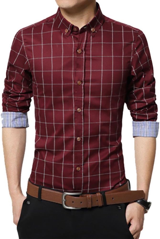 チェック ワイシャツ メンズ カジュアル 人気 かっこいい スレンダー お洒落 ボタンダウン 長袖 スリム..