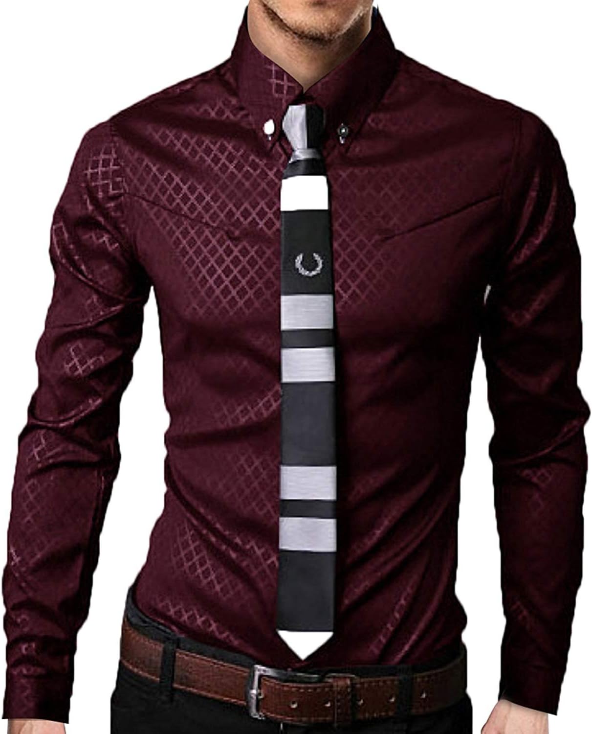 ワイシャツ メンズ 格子柄 カジュアル シャツ オフィス フォーマル ビジネス かっこいい スリム 長袖 ..