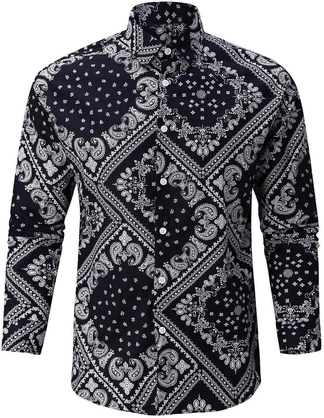 シャツ メンズ 長袖 花柄 スリム 開襟シャツ 折り襟 Vネック 幾何柄 カッターシャツ おしゃれ オシャレ ワイシャツ 人気 軽い プリン トシャツ フォーマル カジュアルシャツ 速乾 軽量 トップ