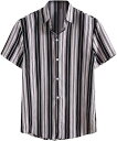 シャツ メンズ ワイシャツ 半袖 大きいサイズ 夏服 ストライプ UVカット 紫外線対策 トップス 開襟シャツ ビーチシャツ 半袖シャツ 速乾 超軽量 プリントシャツ 和柄シャツ ハワイアンシャツ オ(4)