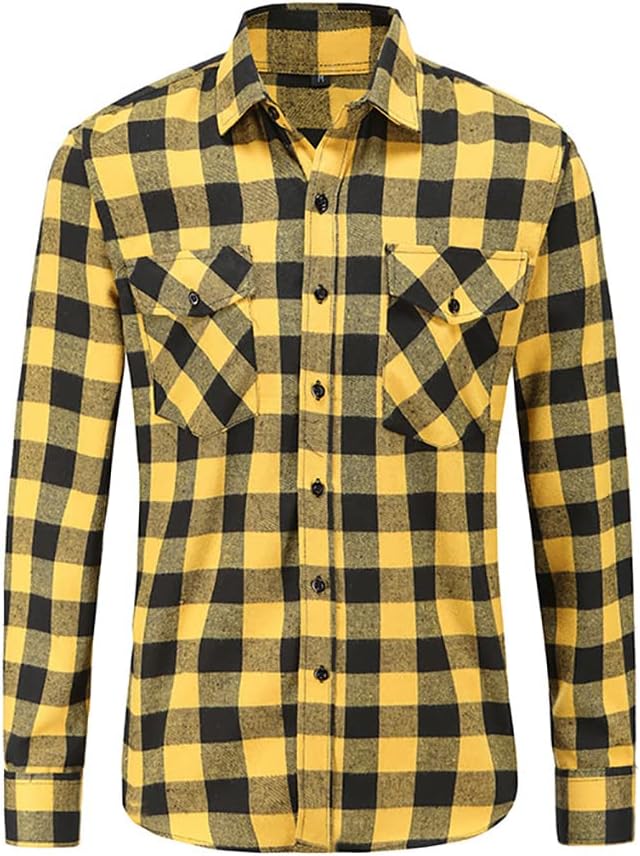 チェックシャツ メンズ フランネル 長袖 シャツ チェック柄 胸ポケット カジュアル スリム 通勤 コットン ビジネスシャツ おしゃれ フランネルシャツ ブロックチェック カジュアル シャツ フランネ