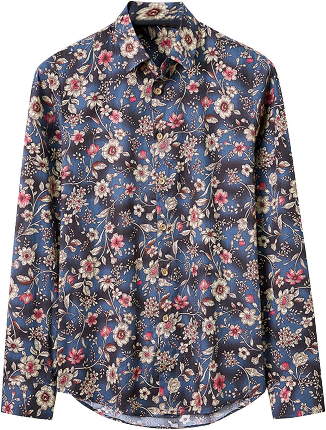 シャツ メンズ 長袖 良品生地 スタンドカラー 履き心地良い アウトドア 快適 花柄 カジュアル おしゃれ 普段着 トップス ボタン 人気 大きいサイズ 旅行 カットソー アロハシャツ 通気性 涼しい