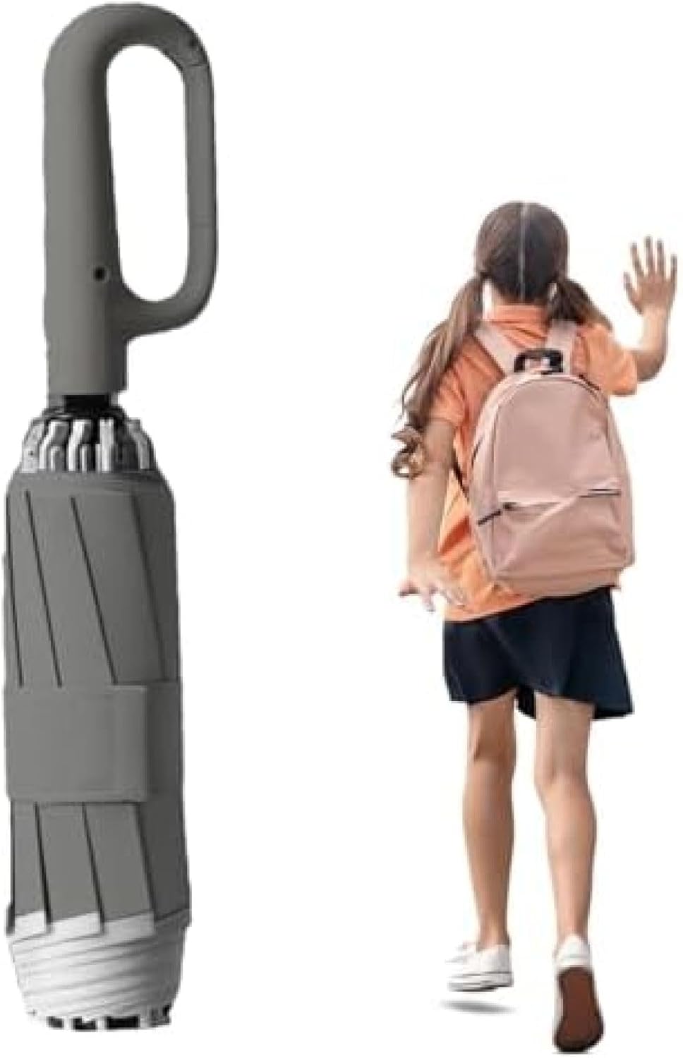 日傘 折りたたみ傘 小さなミニ傘 猫の手の傘 自動リバース 自動折りたたみ防風逆閉じ傘、カラビナハンドルデザイン傘、キャンプハイキングピクニック旅行用防風スポーツ傘