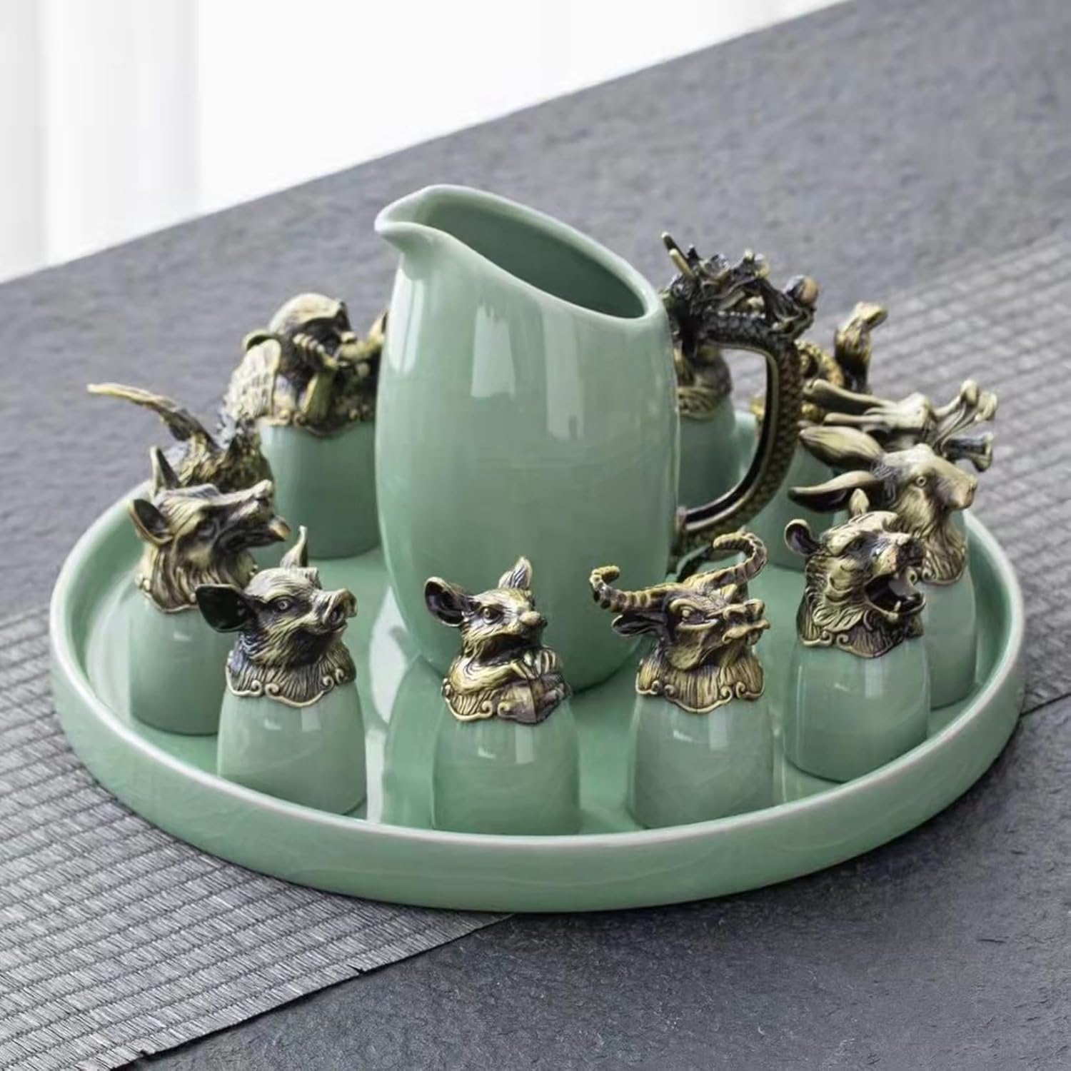 酒器 セット 十二支 セラミック 徳利 とっくり お猪口 ぐい呑み おちょこ かわいい 動物 ギフトボック..