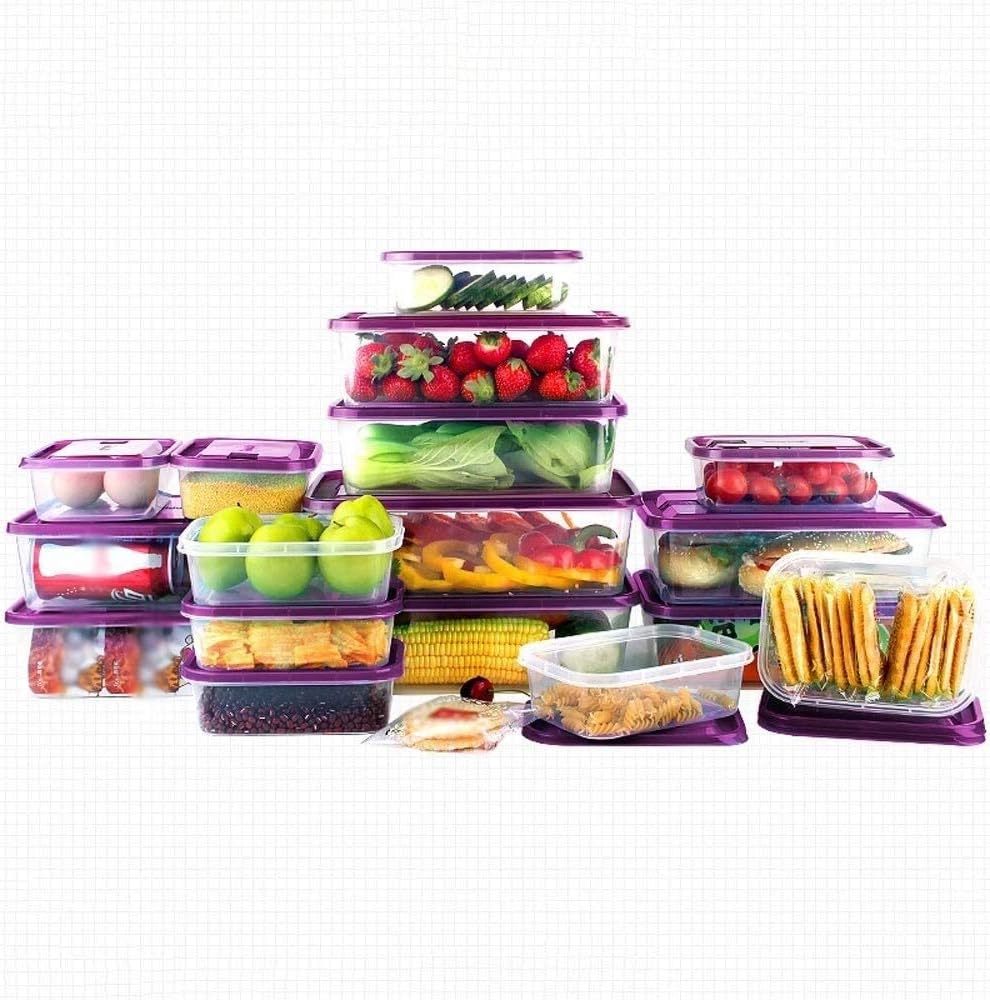 弁当ランチボックス 17 ピース収納ボックスセット、長方形プラスチック冷蔵庫収納ボックス、食品グレード PP5 素材冷凍ボックス、通気穴付き電子レンジ加熱ランチ...