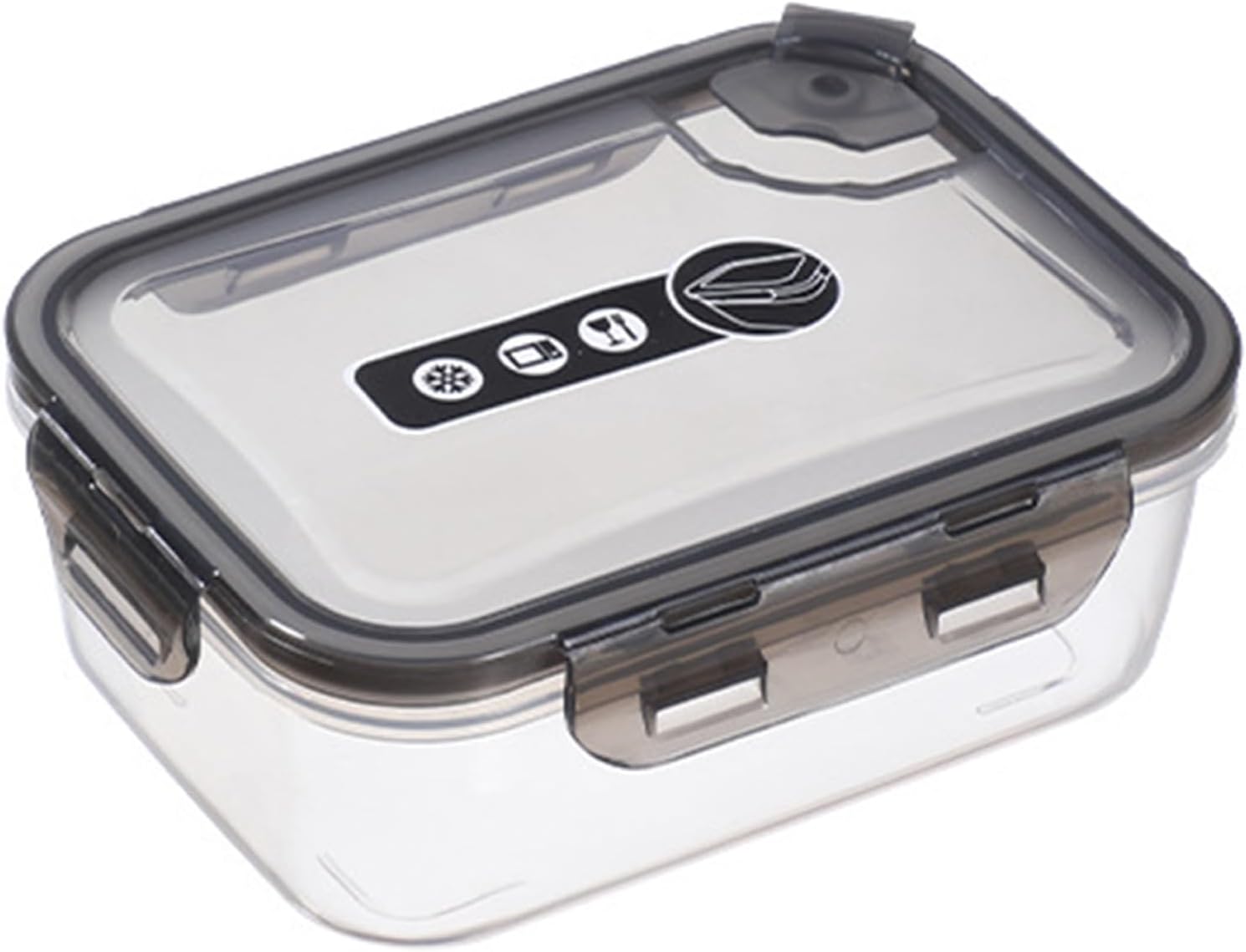 蓋付き食品保存容器、漏れ防止ロック蓋付き気密弁当箱、透明プラスチック弁当箱気密冷凍庫プラスチック容器キッチン用(3)