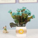 バラ 造花 ローズ 田園風 セラミック花瓶付き ミニ 小さい 枯れない花 花束 観葉植物 ブーケ 鉢植え 盆栽 インテリア 部屋 喫茶店 パーティー 置ける 飾...
