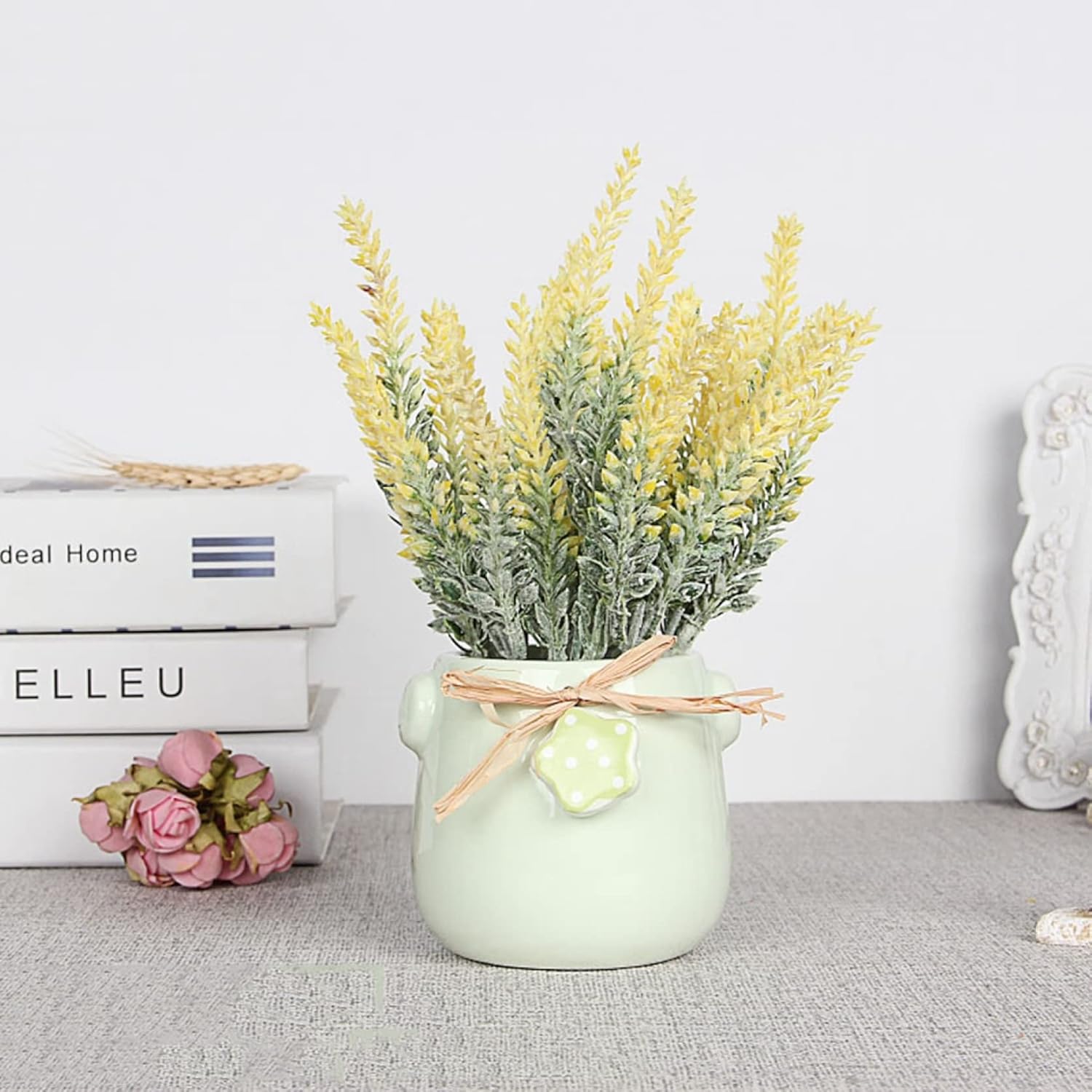造花　ラベンダー　北欧風　セラミック花瓶付き　かわいい　インテリア　小さい　ミニ　枯れない花　花..