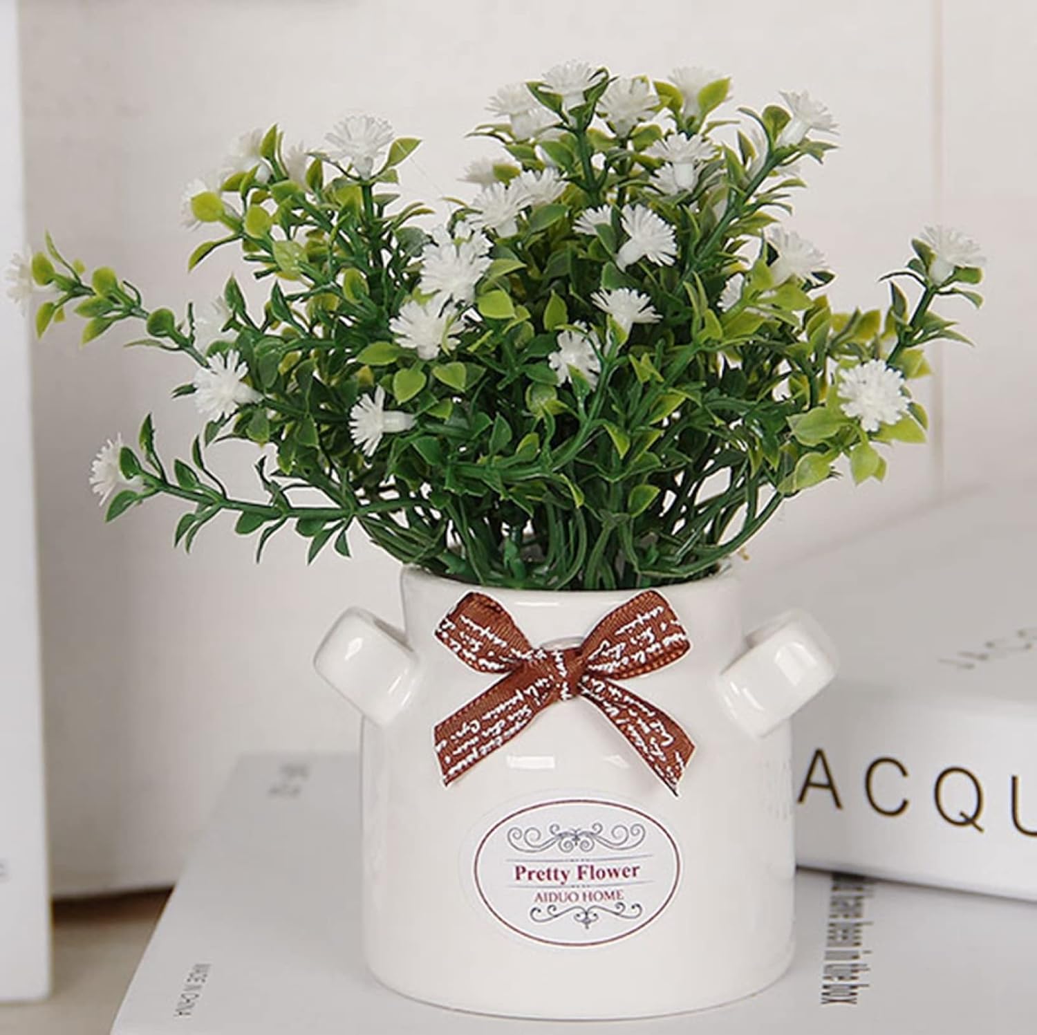 造花 セラミック花瓶付き 小さい ミニ 枯れない花 花束 観葉植物 ブーケ 鉢植え 盆栽 インテリア 部屋 喫茶店 パーティー 置ける 飾る ギフト プレゼント おしゃれ 14cm