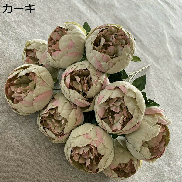 Libre777のボタン 造花 花束 1束10本 人工観葉植物 枯れない花 生花みたい 撮影 母の日 お祝い プレゼント 結婚式 オフィス 喫茶店 部屋飾り インテリア 本物そっくり 長持ち 水やり不要｜アングル3