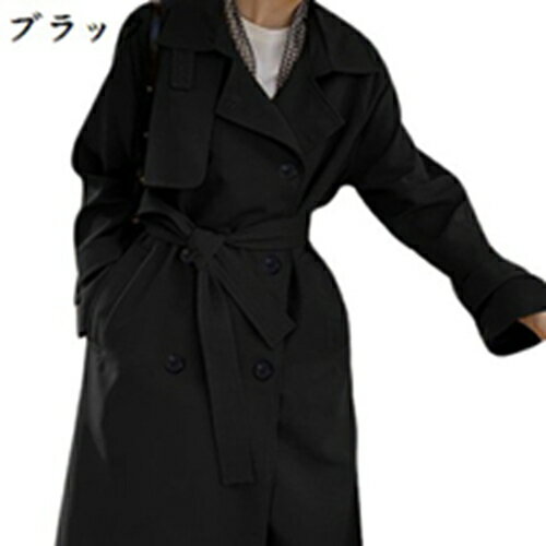 トレンチコート レディース スプリングコート コート 春秋アウター ガール ロングコート 通勤 通学 デート お出かけ おしゃれ 優雅 ゆったり カジュアル(4)
