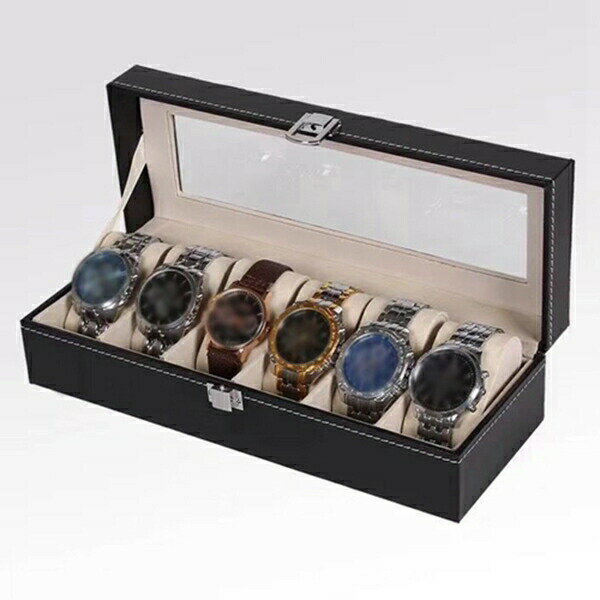 腕時計収納ケース　6本用　PUレザー　高級感　コレクションケース　収納ボックス　腕時計ケース　ディスプレイケース　ウォッチボックス　時計保管　アクセサリーケース　ギフト