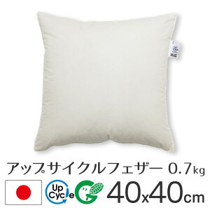 fabrizm アップサイクルフェザー ヌードクッション 40角 40×40cm 0.7kg入 日本製 あす楽対応 中材 中身 中芯 背当て 緑の募金 クッションカバー用