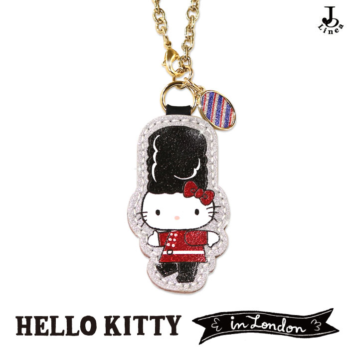 サンリオ　英国　ハローキティ　バッグチャーム 日本製 革　ハンドメイド　ラメ　キラキラ シルバー かわいい キャラクター グッズ イギリス英国物語 London 大人 Hello Kitty 【本店】のサムネイル