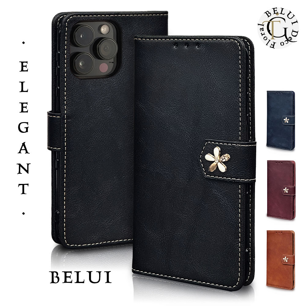■ Galaxy S25 Ultra ケース 手帳型 SC-52F SCG32 カバー Galaxy S25 Ultra（ギャラクシー S25 ウルトラ）に対応した手帳型スマホケース。 DECO BELUI 立体感が魅せる、ひときわ映える個性 花咲く上品デザインで毎日を彩る。 大人の可愛らしさを引き出す、フラワーモチーフが印象的な「BELUI FLOWER」シリーズ。 控えめな華やかさで、ビジネスにもプライベートにもマッチする手帳型スマホケースです。 DECO BELUIのこだわり 繊細な造形と存在感のあるデコパーツが、スマホケースに華やかなアクセントをプラス。 周りと差がつくこだわりのデザインで、あなたらしさをさりげなく演出します。 お客様に長くご愛用いただけるよう、一つひとつ丁寧に仕上げてお届けいたします。 収納ポケット カードポケット3個、ロングポケット1個を装備。スマートフォンとともに紙幣やICカード、領収書などをまとめて収納できます。 便利な機能 フラップ式マグネット開閉 内側にはカードポケット＆収納スペース 動画視聴に便利なスタンド機能 ストラップホール付きでアクセサリーの取り付けもOK ワイヤレス充電対応（ご使用環境によって異なる場合があります） カラー シンプルでどんなシーンにもマッチ ブラック(BLACK) / 落ち着きと品格を兼ね備えた人気色 ネイビー(NAVY) / クラシカルで大人な雰囲気 ブラウン(BROWN) / 深みのある赤が上品な印象 バーガンディ(BURGUNDY) 注意事項 ※本商品は完全受注生産となるため、ご注文確定後のキャンセルや機種変更は承っておりません。 ※カメラ周り（右上部）は破損防止や長持ちさせるため、あえて貼り付けないデザインとなっております。ご使用に支障はなく、撮影や保護性能にも影響はございませんので安心してお使いいただけます。 ※内部に取り付けられるスマートフォンホルダーは、機種に応じて最適なタイプ（ハードまたはソフト）をご用意しております。 ※ご注文の際は、必ずご使用端末の型番をご確認ください。 発送について ご注文内容を確認後、国内工房にて一点ずつ丁寧に製作を行っております。 発送予定日は各商品ページに記載しておりますので、ご注文前に必ずご確認ください。