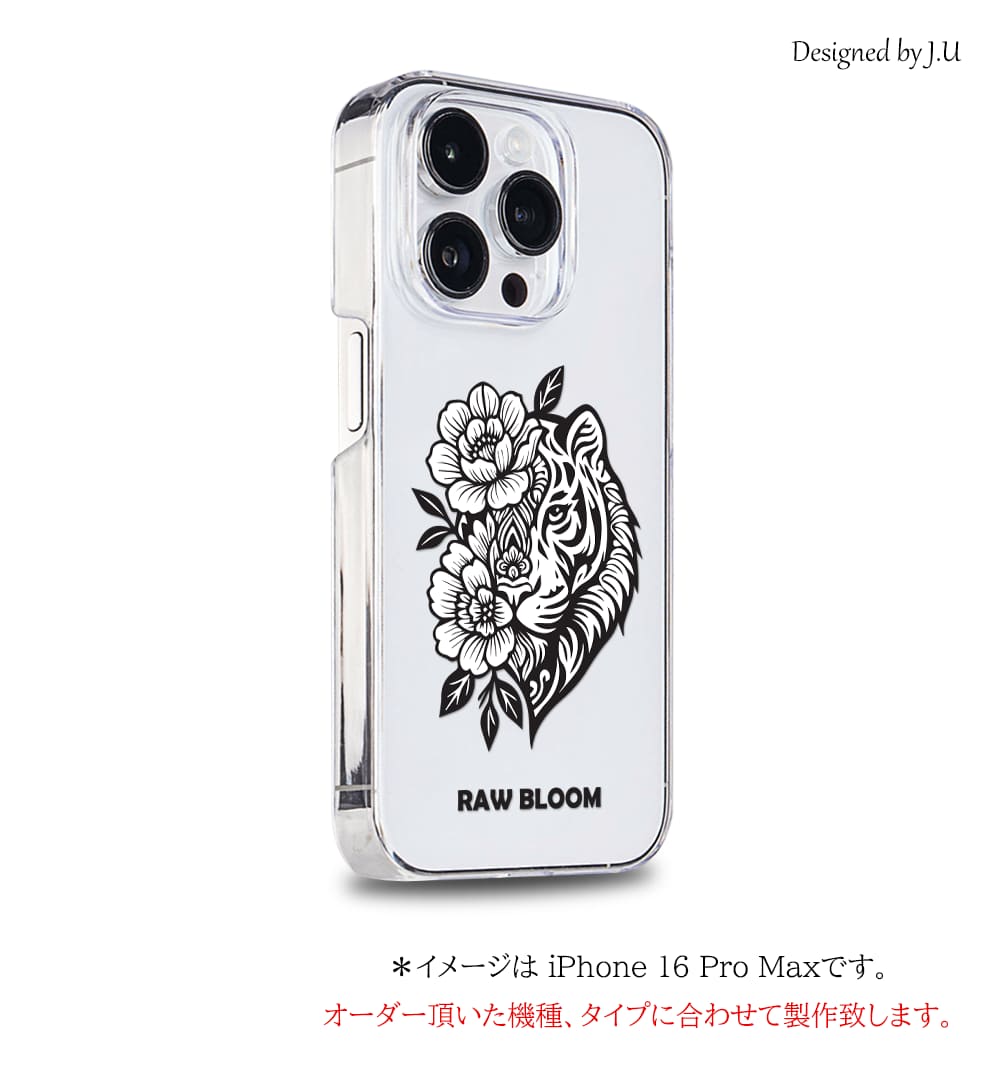 OPPO Reno11 A ケース A401OP CPH2603 対応 透明 クリア ハードケース OPPOReno11A カバー タイガー 花柄 アニマルアート 虎 フラワー ストリート系