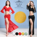 シースルー ベリーダンス セットアップ レッスン着 練習着 衣装 袖フレア トップス ロング丈 スカート 2点セット ラメ入り ベリーダンス 衣装 ダンス 衣装...