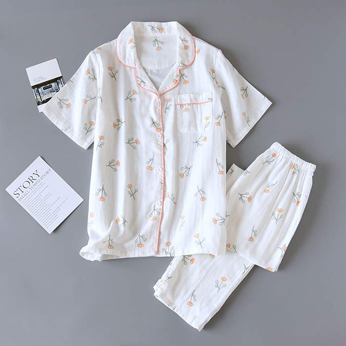 2重ガーゼ半袖パジャマレディース綿...