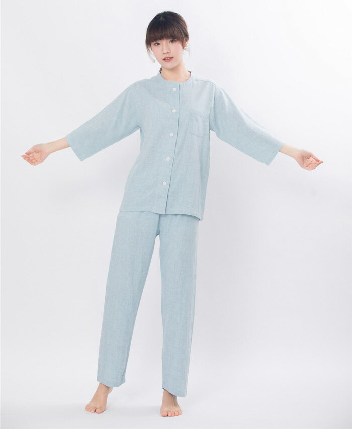 ガーゼパジャマ 綿100% 前開き 7分袖 パジャマ コットン100% 2重ガーゼパジャマ レディース 春 夏 薄手 ダブルガーゼ 大人用 ルームウェア かわいい 女性 婦人 部屋着 寝巻き