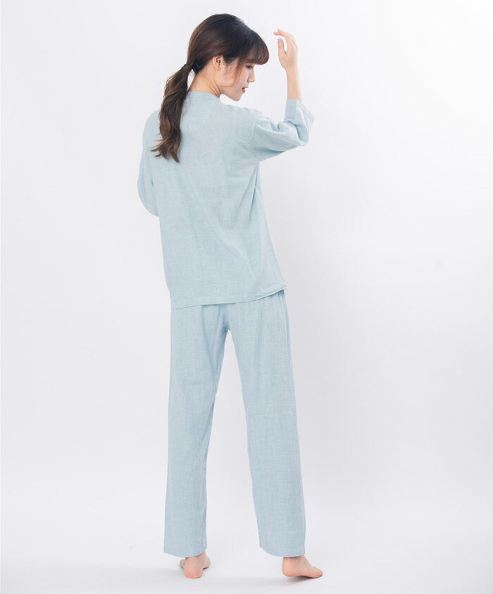 ガーゼパジャマ 綿100% 前開き 7分袖 パジャマ コットン100% 2重ガーゼパジャマ レディース 春 夏 薄手 ダブルガーゼ 大人用 ルームウェア かわいい 女性 婦人 部屋着 寝巻き