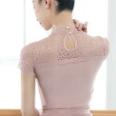 バレエ トップス 大人 半袖 花柄 レーストップス ハイネック ダンス Tシャツ シースルー バレエトップス レッスン着 ダンス ウェア ヨガウェア 透け感 ダ...