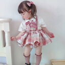キッズ スカート チェック柄 サロペット スカート ジャンバースカート かわいい リボン付き オールインワン つなぎ スカート キッズ 子ども 子供服 ガールズ 撮影会 七五三 イベント 80 90 100 110 120 130 送料無料