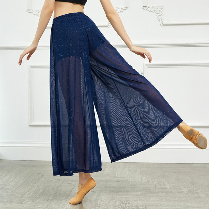 ダンスパンツ ダンスワイドパンツ ラメ入り ヨガパンツ ヨガウェア レディース 美脚パンツ シースルー サルエルパンツ ガウチョパンツ ベリーダンス ピラティス 衣装 社交ダンス ダンスウェア レッスンパンツ ラテンダンス衣装 インナーパンツ付 ボトムズ 3