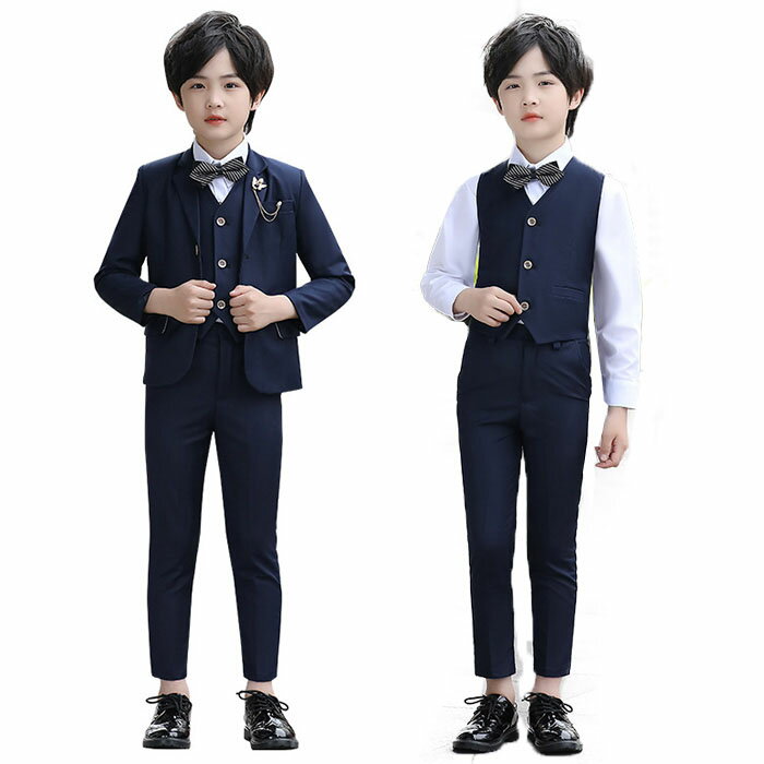 樂天商城 - 子供 スーツ フォーマル 男の子 4点セット キッズ 男の子 フォーマル スーツ 子供スーツ ピアノ 発表会 結婚式 キッズスーツ フォーマル 子供服 キッズ ジュニア スーツ 男子 男児 入学式 卒業式 入園式 お受験 結婚式 七五三 90 100 110 120 130 140 150 160 送料無料