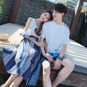 カップル お揃い服 レディース ロング丈 シフォンワンピース メンズ 半袖tシャツ ハーフパンツ 上下セット ペアルック カップル ペアお揃い 夏 リゾートワンピース 夫婦 恋人 ペアルックカップル ペアお揃い 海 旅行 ご夫婦 新婚お祝い 結婚記念日 プレゼント