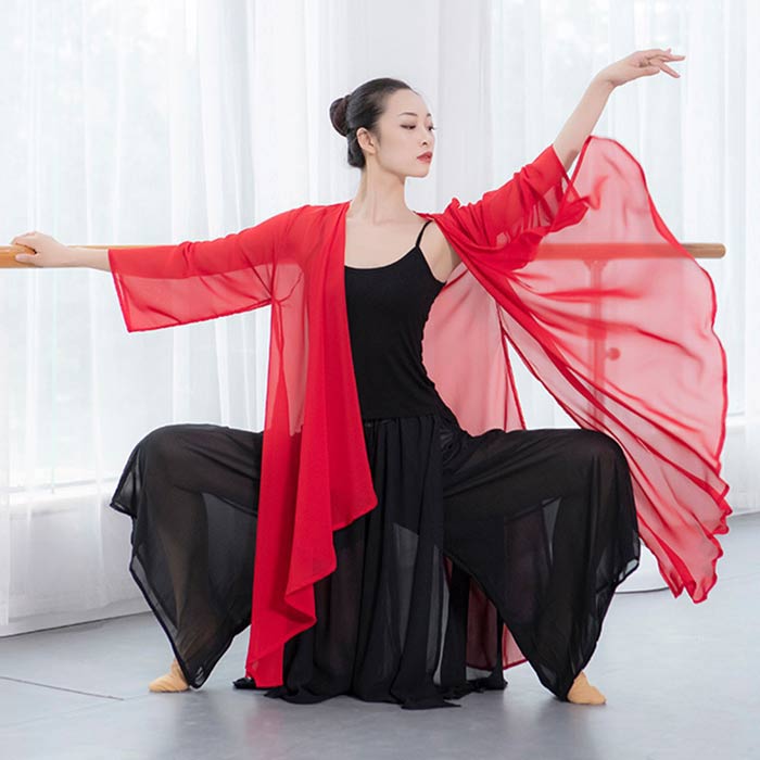 ダンス衣装 トップス シースルー シフォン カーディガン 古典舞踊ダンス衣装 ロング丈 カーディガン 春..
