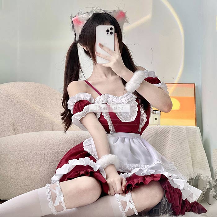 メイド服 ハロウィン コスプレ 衣装 3点セット セクシー メイド服 コスプレ 仮装 衣装 コスチューム 黒 レディース 大人 コスプレ衣装 メイド服 ハロウィン 仮装 可愛い ワンピース ブラック レッド ブルー フリル レース ゴスロリ ロリータ ワンピース エプロン 3点セット joonstore-10001089 Joon store 楽天市場店 サンプル画像3