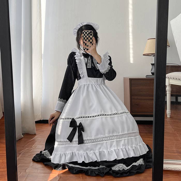 メイド服 ロング コスプレ衣装 長袖 レース 可愛いメイド メイド衣装 仮装 衣装 コスチューム 大きいサイズ レディース 大人 ハロウィンコスプレ コスプレ 衣装 制服 喫茶店 変装 エプロン ゴスロリ ロング ワンピース パーティー イベント 学園祭 文化祭 joonstore-10001105 Joon store 楽天市場店 サンプル画像2