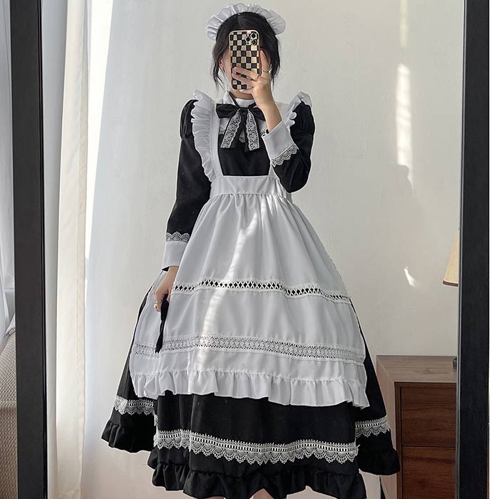 メイド服 ロング コスプレ衣装 長袖 レース 可愛いメイド メイド衣装 仮装 衣装 コスチューム 大きいサイズ レディース 大人 ハロウィンコスプレ コスプレ 衣装 制服 喫茶店 変装 エプロン ゴスロリ ロング ワンピース パーティー イベント 学園祭 文化祭 joonstore-10001105 Joon store 楽天市場店 サンプル画像3