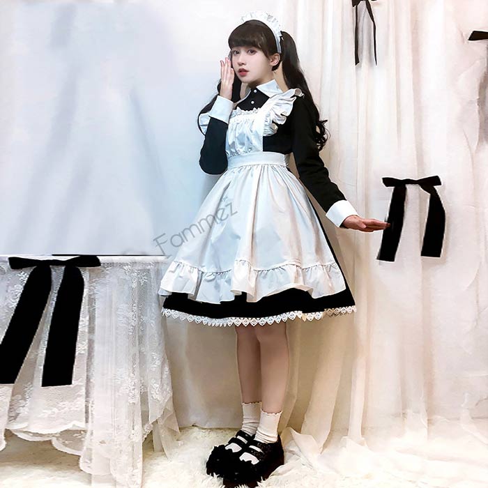 ワンピース メイド服 ハロウィン コスプレ 可愛いメイド メイド 衣装 仮装 コスチューム こすぷれ 膝丈 ロリータワンピース 長袖 レディース 女の子 中校生 高校生 コスプレ衣装 仮装 ハロウィン コスチューム 文化祭 学園祭 パーティー衣装 変身仮装 cosplay 黒白 joonstore-10001114 Joon store 楽天市場店 サンプル画像2