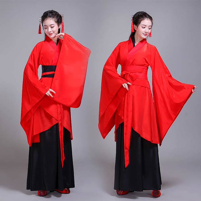 乐天商城 - 中華服 漢服 唐装 舞台服装 ステージ衣装 中国古代宮廷風 コスプレ衣装 コスチューム 仮装 演出服 女性 写真撮影 学園際文化際 古典美人服 振袖 引き裾 マキシー丈 パーティードレス 広い袖 レディース コスプレ 仮装 赤 レッド