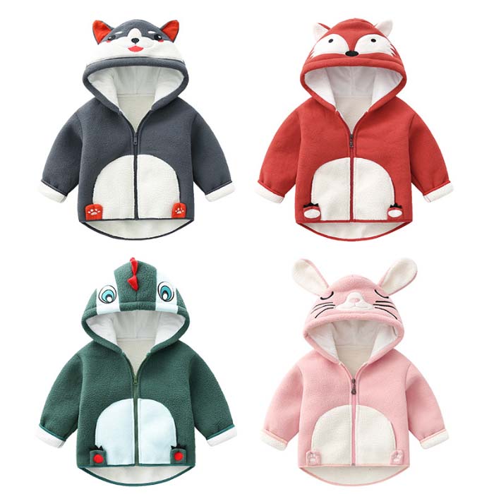 子供 ジャケット ボア ジャケット キッズ 冬 防寒 アウター 男の子 女の子 ボア パーカー 恐竜 うさぎ ..