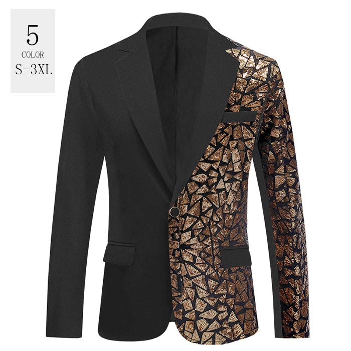 楽天Joon store 楽天市場店スパンコール ジャケット メンズ ステージ衣装 男性用 スーツジャケット 舞台 ステージ衣装 きらきら スパンコールジャケット 派手 スーツコート おしゃれ パーティー イベント 二次会 発表会 忘年会 新年会 司会 カラオケ 衣装 M～3XL 送料無料