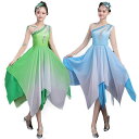 古典舞踊 ダンス衣装 グラデーション シフォンワンピース 髪飾あり エレガント 大人 古典ダンス衣装 チャイナ風民族ダンス 中国風モダンドレス 扇子ダンス 舞台...